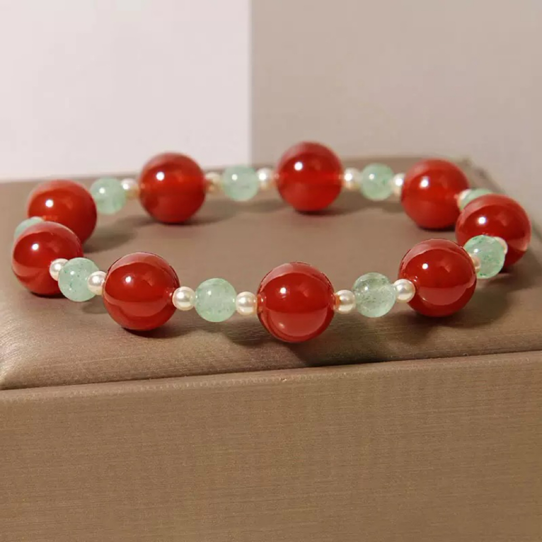 Bracelet Agate Rouge et Quartz Fraise Vert – Éclat Vital
