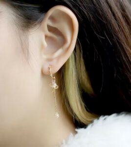 Boucles d’Oreilles Quartz Rose – Galaxie Intérieure, Argent Plaqué Or 14K photo review
