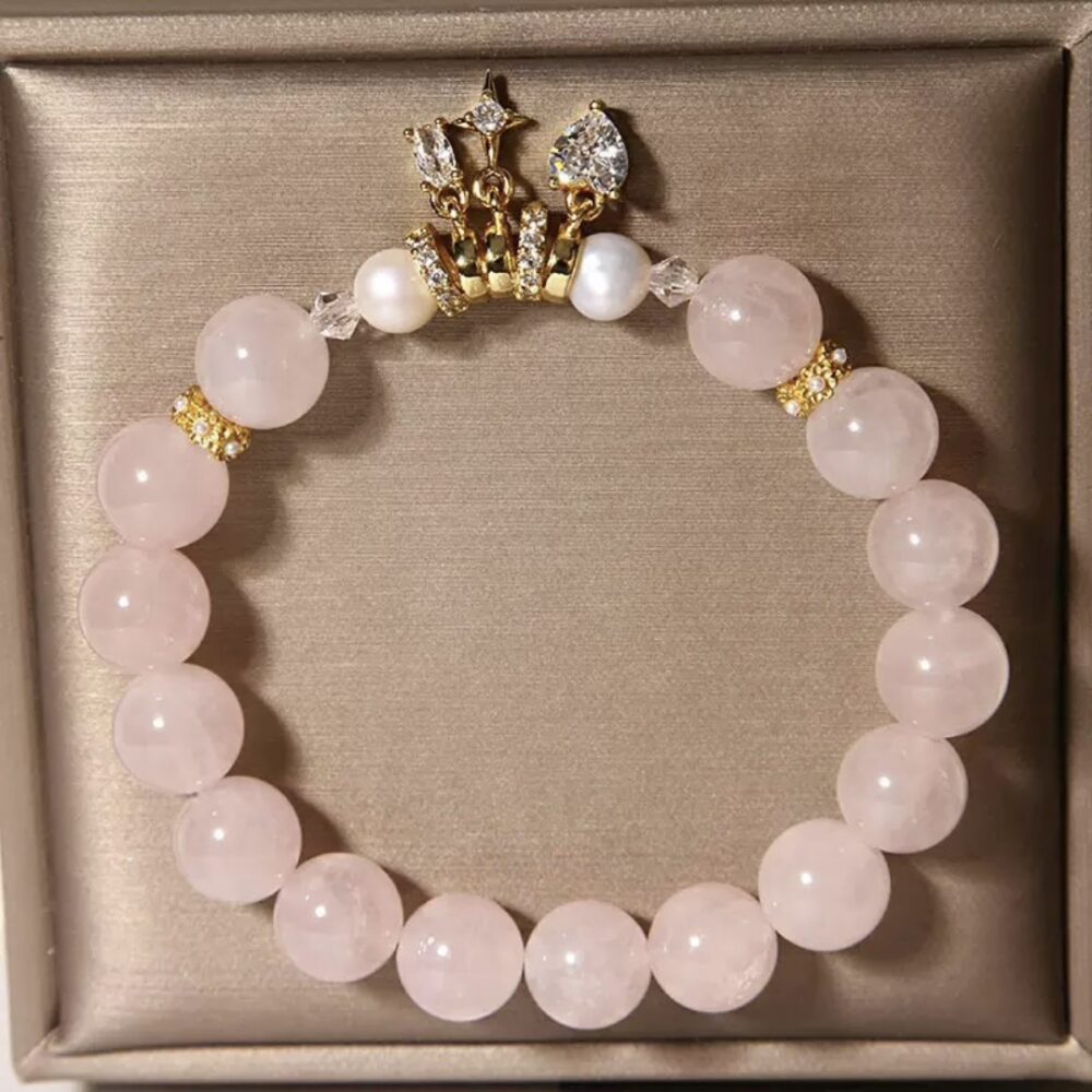 Bracelet Quartz Rose et Perle – Charme de Vénus