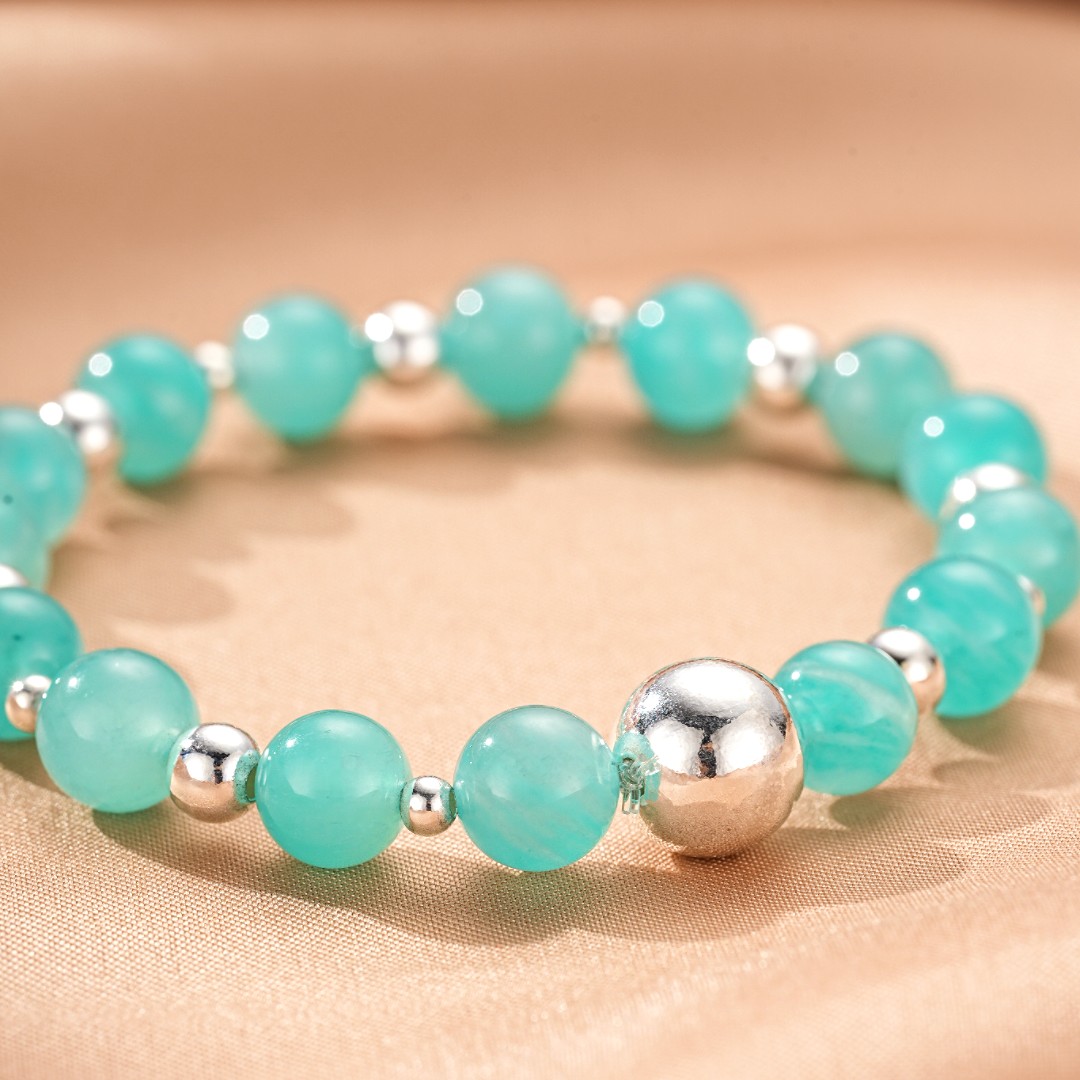 Bracelet Amazonite – Énergie Pure, Argent