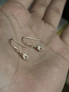 Boucles d'Oreilles Quartz Rose – Éclat Doux, Argent Plaqué Or photo review