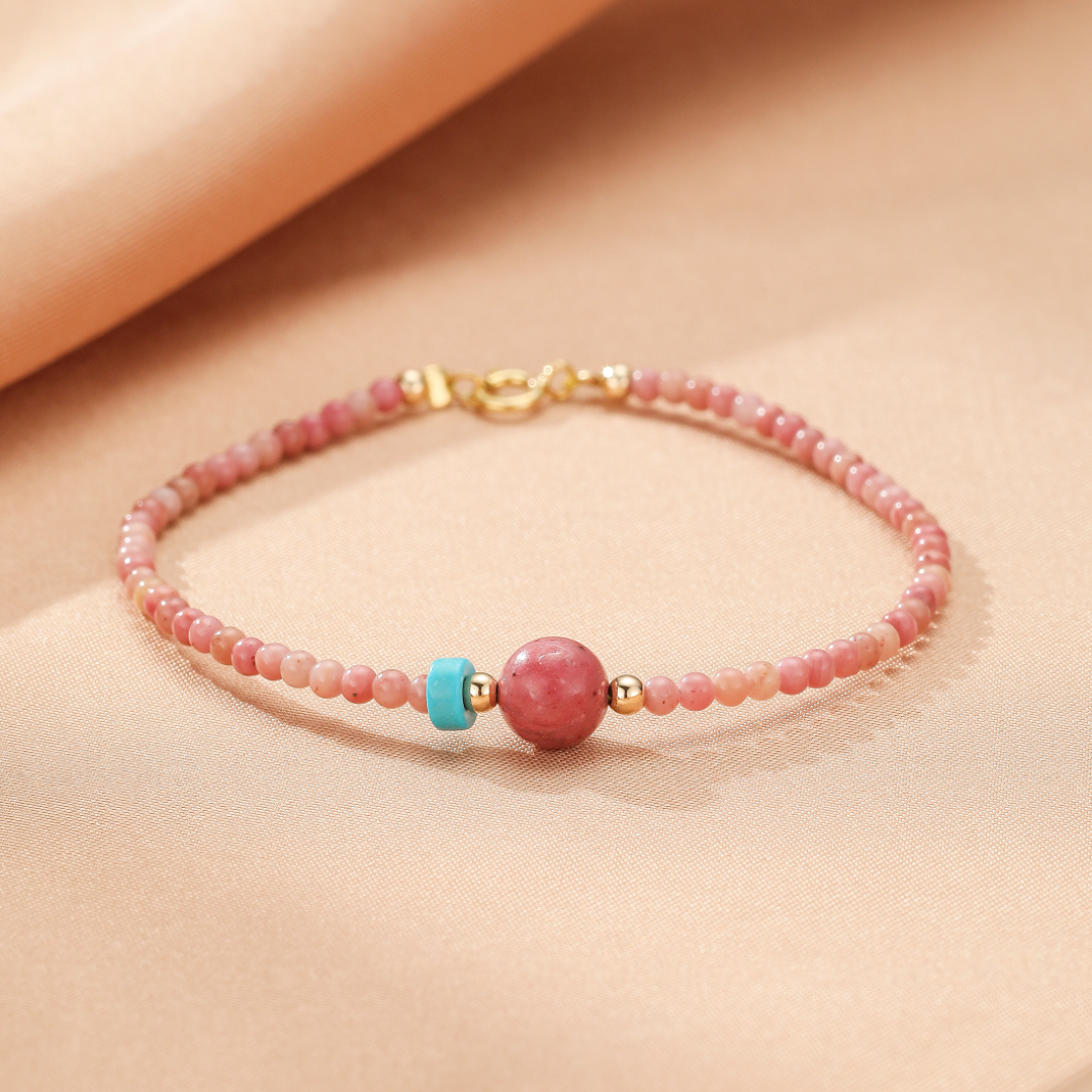 Bracelet Rhodonite et Perles – Élégance Rose