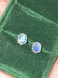 Boucles d'Oreilles Pierre de Lune – Luna, Argent Plaqué Or photo review