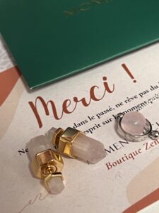 Boucles d’oreilles Quartz Rose – Point de Lumière, Argent Plaqué Or 10K photo review