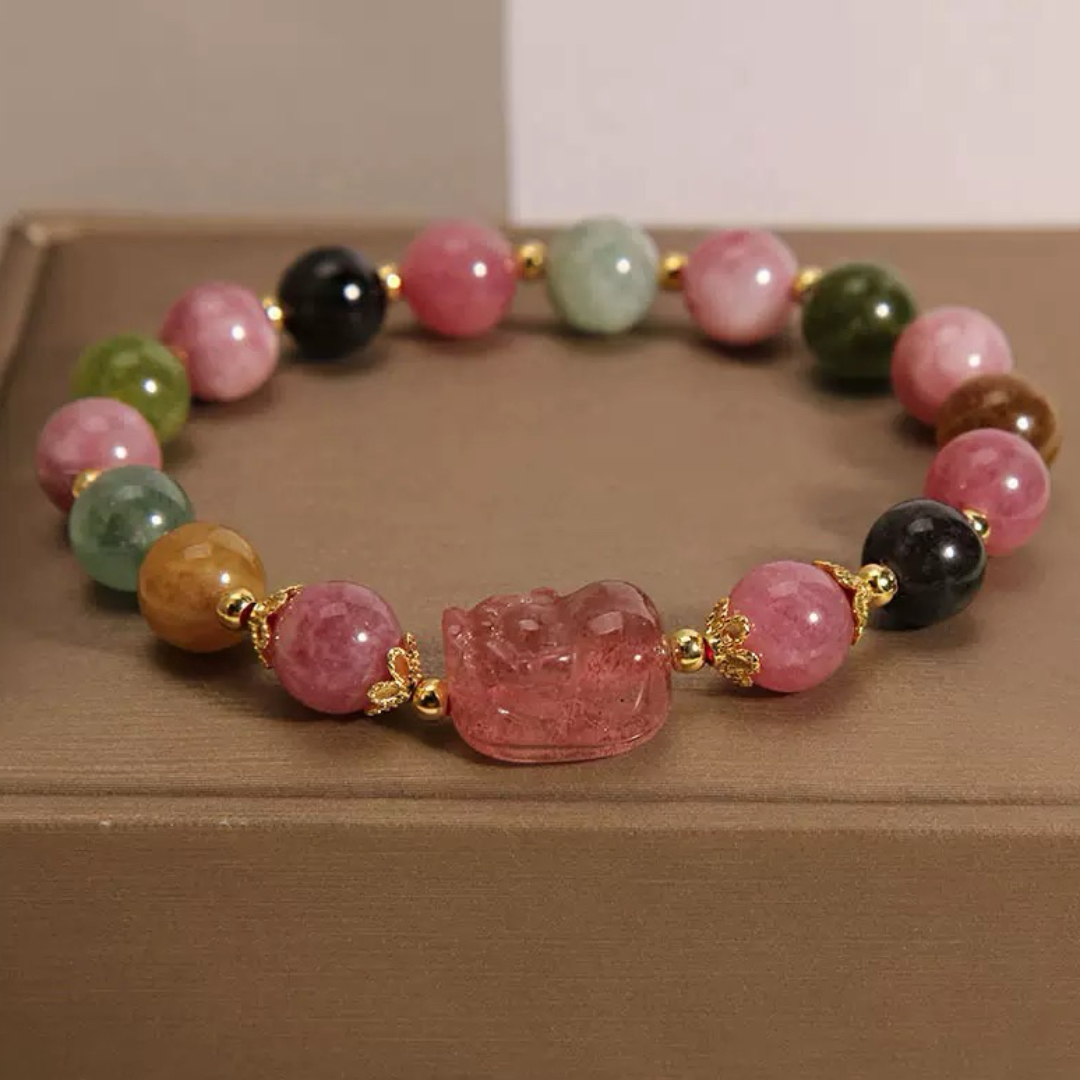 Bracelet Tourmaline Pixiu – Gardien de Fortune