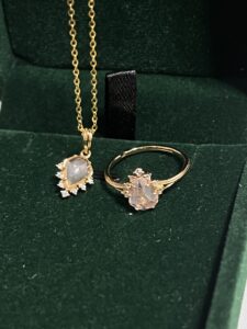 Bague Quartz Rose – Goutte Étoilée, Argent Plaqué Or 9K photo review