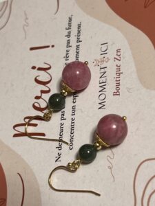 Boucles d’Oreilles Rhodonite et Jade – Duo Bien-Être photo review