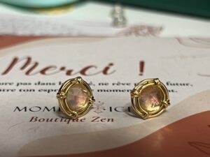 Boucles d'oreilles Quartz Rose – Aura Radieuse, Argent Plaqué Or 10K photo review