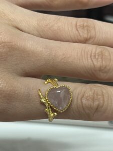 Bague Quartz Rose – Cœur Enchanteur, Argent Plaqué Or photo review