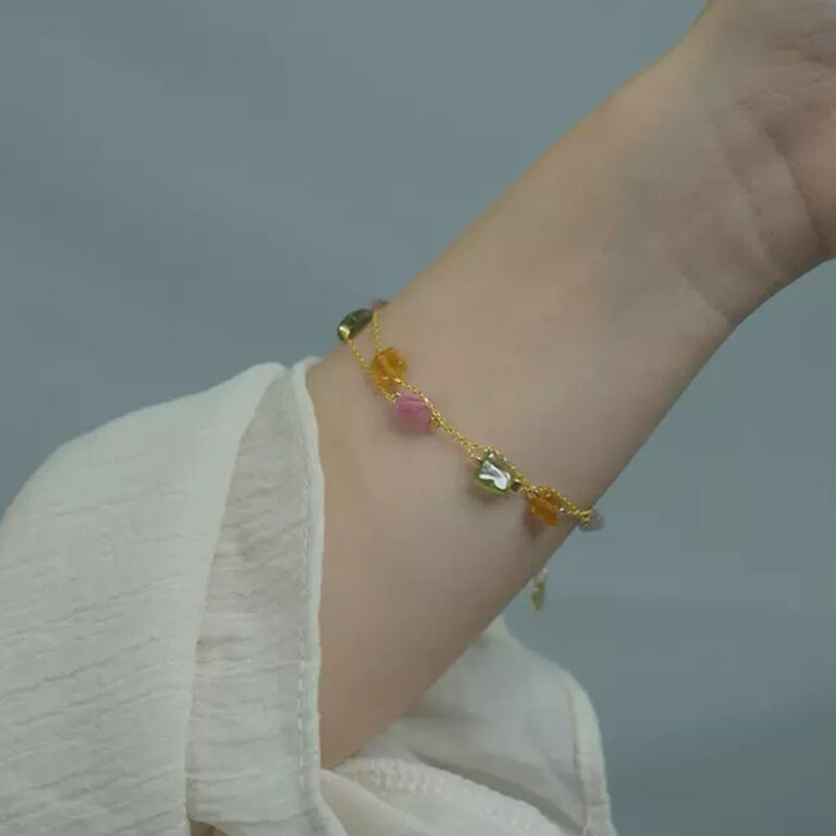 Bracelet Tourmaline – Cristaux Bruts, Argent Plaqué Or photo review
