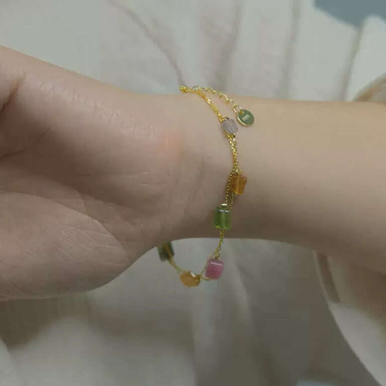 Bracelet Tourmaline – Cristaux Bruts, Argent Plaqué Or photo review