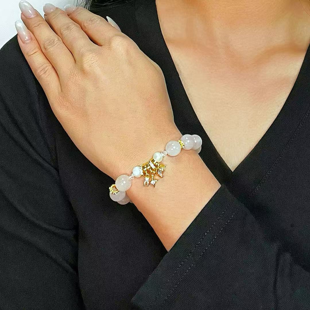 Bracelet Quartz Rose et Perle – Charme de Vénus