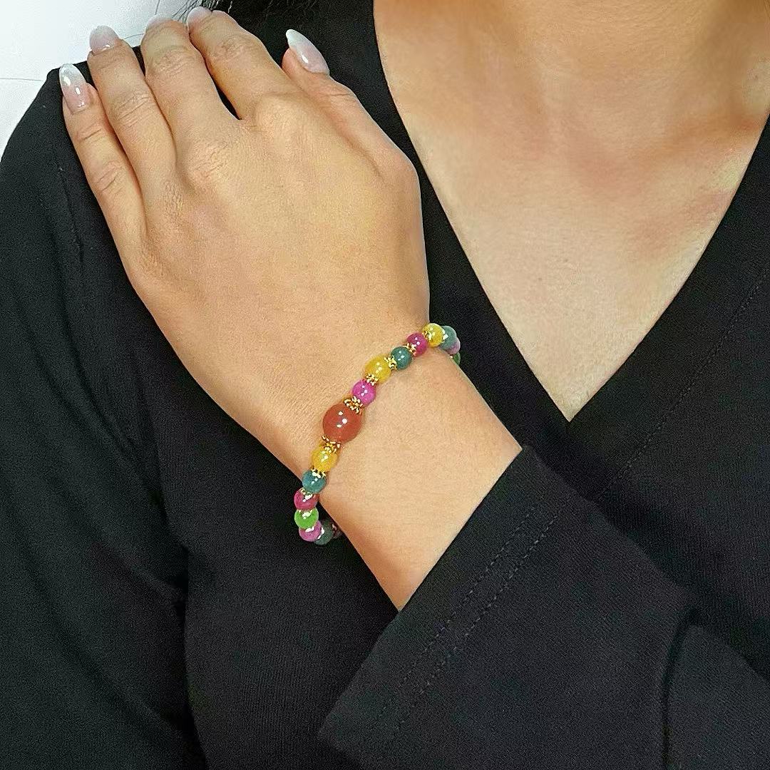 Bracelet Tourmaline et Quartz Fraise – Harmonie Lumineuse