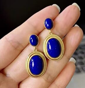 Boucles d'Oreilles Lapis Lazuli – Sérénité, Argent Plaqué Or photo review