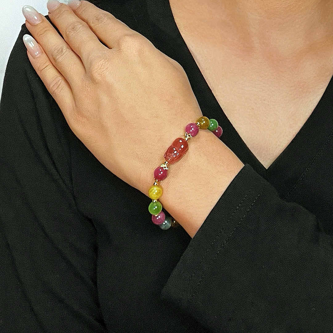 Bracelet Tourmaline Pixiu – Gardien de Fortune
