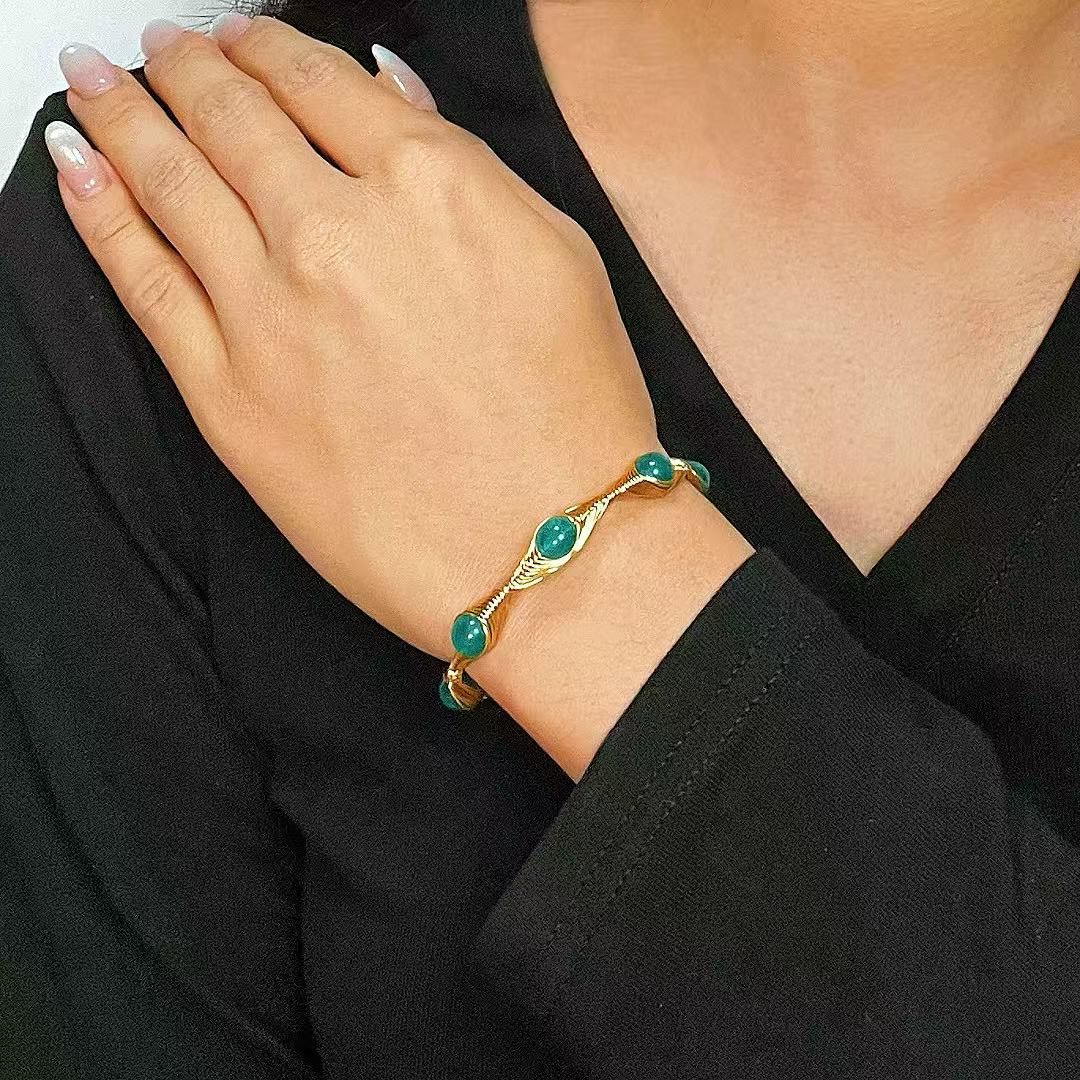 Bracelet Amazonite – Fil Doré Bohème