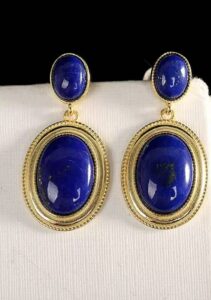Boucles d'Oreilles Lapis Lazuli – Sérénité, Argent Plaqué Or photo review