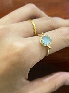 Bague Amazonite et Cristal de Roche – Danse des Étoiles, Argent Plaqué Or photo review