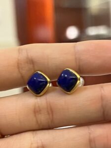 Boucles d'Oreilles Lapis Lazuli – Confiance, Argent Plaqué Or photo review