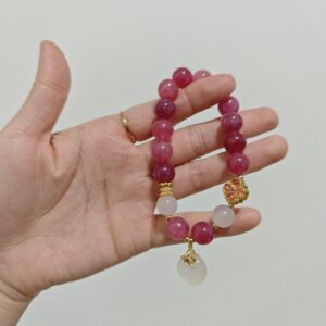 Bracelet Tourmaline Rose et Jade Blanc – Chance Éclatante photo review
