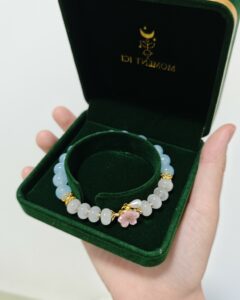 Bracelet Aigue-Marine et Agate – Fleur de Rosée photo review