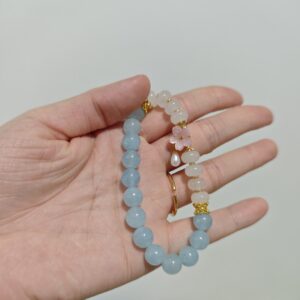 Bracelet Aigue-Marine et Agate – Fleur de Rosée photo review