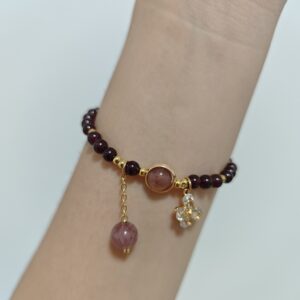 Bracelet Grenat et Quartz Fraise – Grâce Papillon photo review