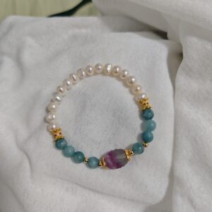 Bracelet Jade, Perle et Fluorite – Sérénité Céleste photo review