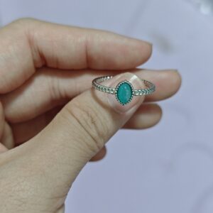 Bague Amazonite – Goutte Céleste, Argent Plaqué Platine photo review