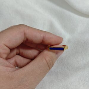 Bague Lapis-Lazuli – Ligne Intérieure, Argent Plaqué Or photo review