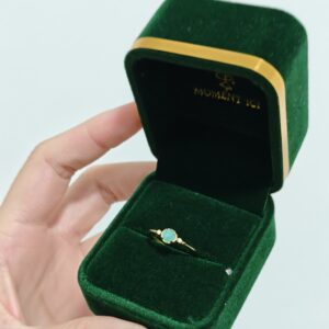 Bague Amazonite – Halo Radieux, Argent Plaqué Or photo review