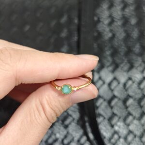 Bague Amazonite – Halo Radieux, Argent Plaqué Or photo review
