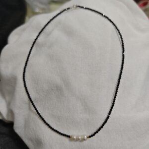 Collier Tourmaline Noire et Perles – Harmonie Sombre, Argent photo review