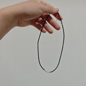 Collier Tourmaline Noire et Perles – Harmonie Sombre, Argent photo review