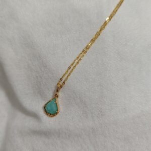 Collier Amazonite – Goutte Impériale, Argent Plaqué Or photo review