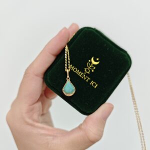 Collier Amazonite – Goutte Impériale, Argent Plaqué Or photo review