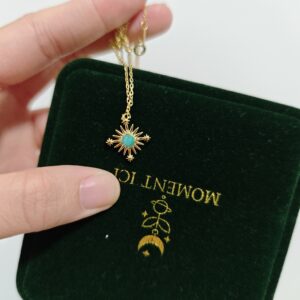 Collier Amazonite – Croix Étoilée, Argent Plaqué Or photo review