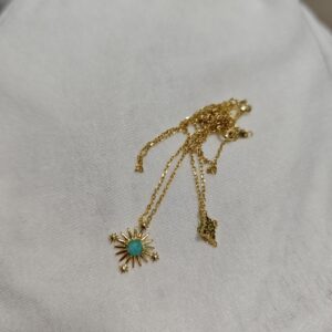 Collier Amazonite – Croix Étoilée, Argent Plaqué Or photo review