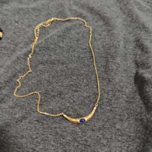 Collier Lapis Lazuli – Lune Antique, Argent Plaqué Or photo review