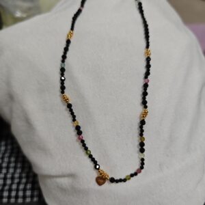 Collier Tourmaline et Spinelle Noire – Talisman du Cœur, Argent Plaqué Or photo review