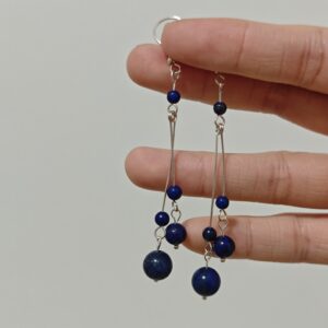 Boucles d’Oreilles Lapis Lazuli – Danse Cosmique, Argent photo review