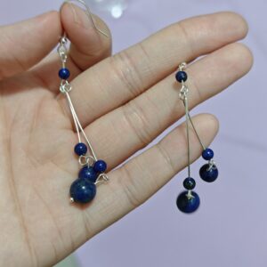 Boucles d’Oreilles Lapis Lazuli – Danse Cosmique, Argent photo review