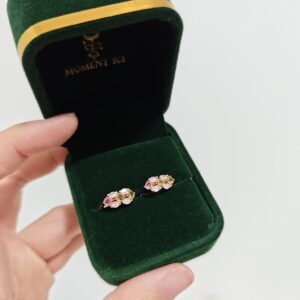 Boucles d'Oreilles Tourmaline – Rayonnement Floral, Argent Plaqué Or photo review