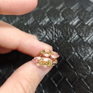 Boucles d'Oreilles Tourmaline – Rayonnement Floral, Argent Plaqué Or photo review