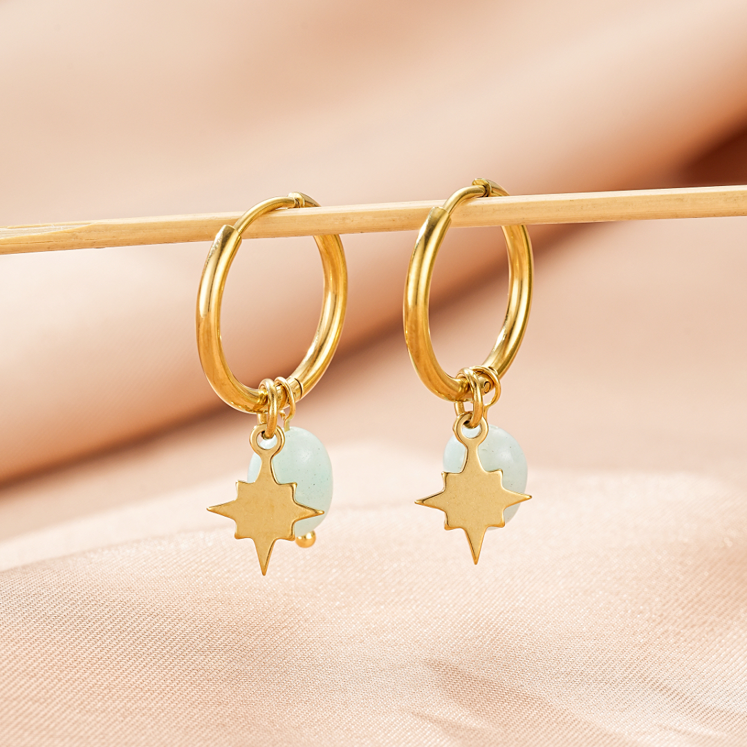 Boucles d’Oreilles Amazonite/Lapis Lazuli – Étoile Céleste