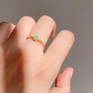 Bague Amazonite – Halo Radieux, Argent Plaqué Or photo review