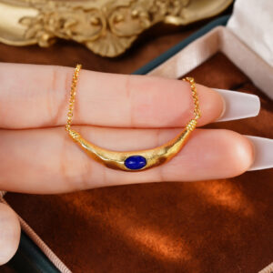 Collier Lapis Lazuli – Lune Antique, Argent Plaqué Or photo review