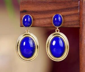 Boucles d'Oreilles Lapis Lazuli – Sérénité, Argent Plaqué Or photo review