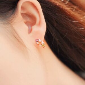 Boucles d'Oreilles Tourmaline – Rayonnement Floral, Argent Plaqué Or photo review