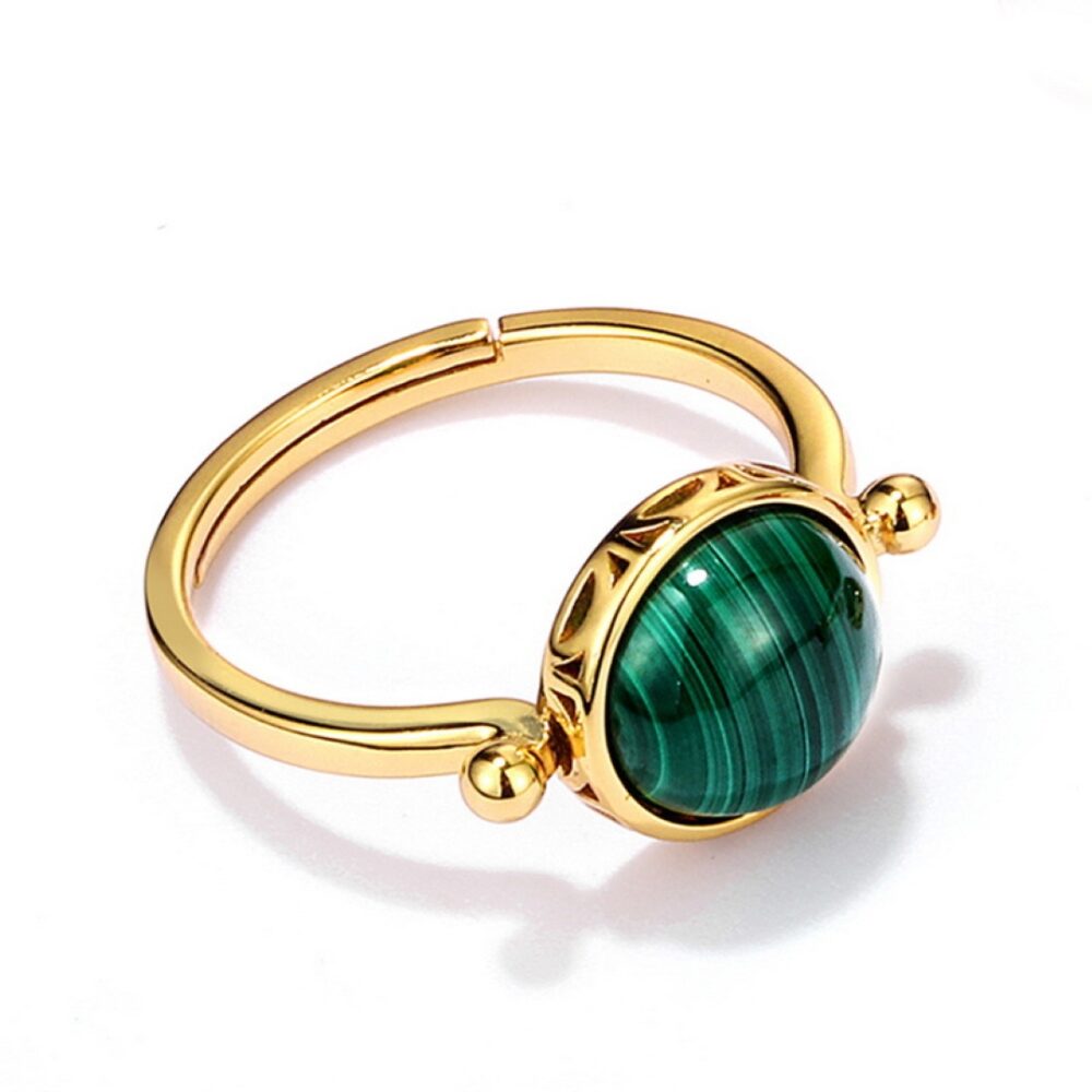 Bijoux-Bague Malachite – Essence Ancestrale, Argent Plaqué Or